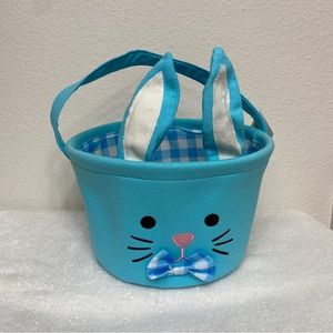 NWT New Ashland Pastel Blue Bunnie Canvas Catch All Basket One Size Farmhouse